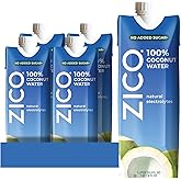 Zico 100% Coconut Water, No added Sugar, Refreshingly Delicious, Hydration with Electrolytes, 33.8 Fl Oz (Pack of 4)