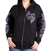 Hot Leathers 2026 Ladies Sturgis Motorcycle Rally Butterflies and Roses Black Zip-Up Hoodie - SPL4891
