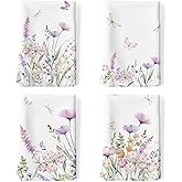 Arquiel Purple Flower Lavender Tea Towels, Cotton Kitchen Towel 18.9×27.5 inch, Quick Drying Dish Cloth for Party Anniversary Holiday Decoration Housewarming Gifts