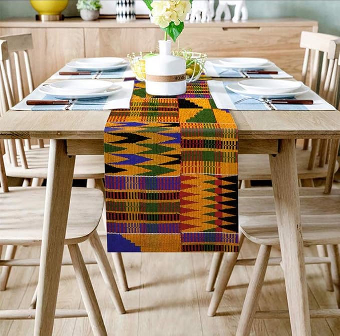 QMOL Ethnic Style Embroidery Table Runner Linen Cotton Table Flag Party