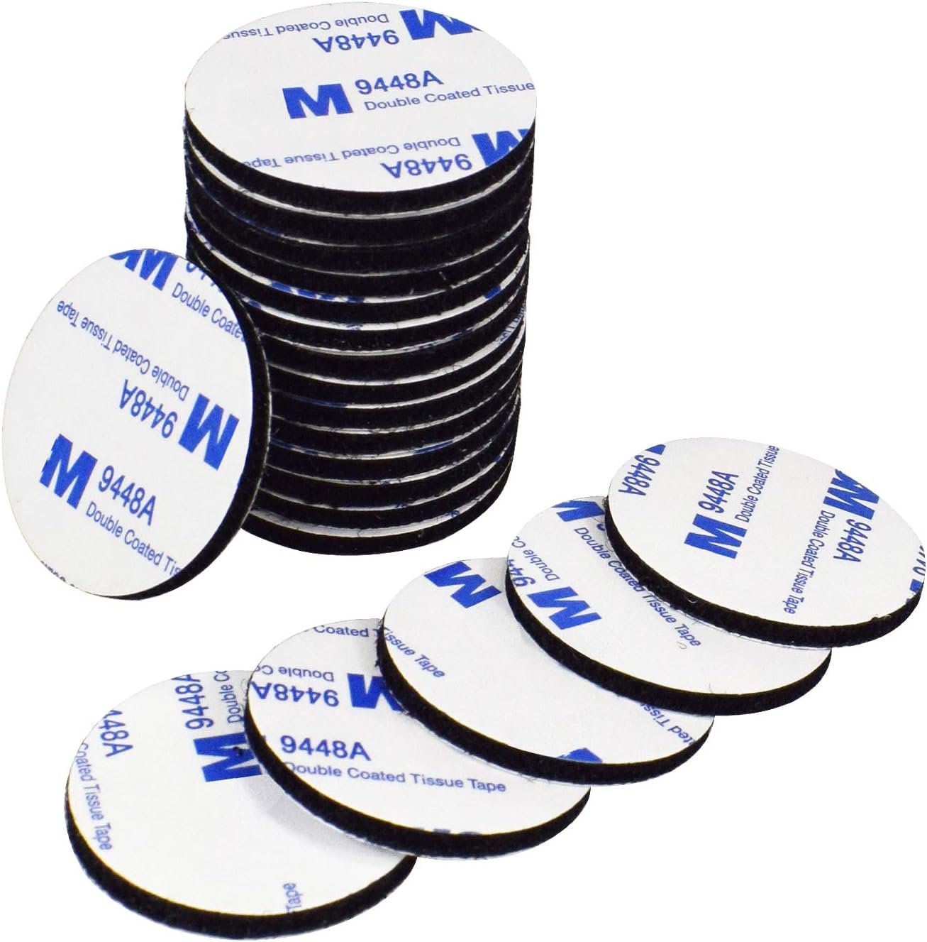 Double Sided Sticky Pads, 20 Pcs Hook and Loop Pads Heavy Duty Pad Reusable Fastening Tape Black Hook Loop Tape for Car, Walls and Floor, Black Round