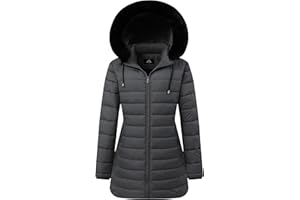 GOLDLADIES Women's Waterproof Long Down Jacket,Warm Winter Hooded Puffer Coat Thickened for Hiking Outdoor