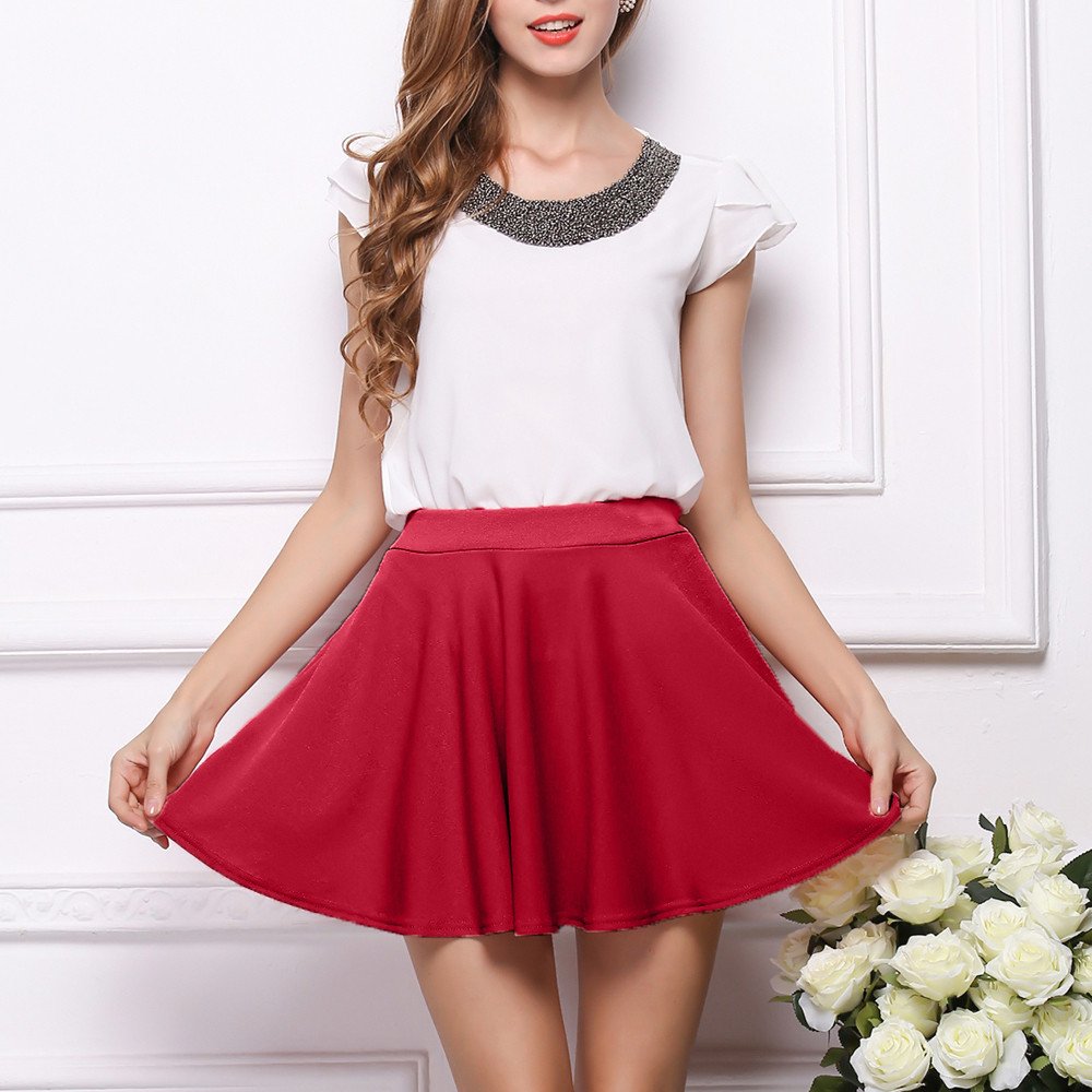 【MOHOLL】 Women's Basic Versatile Stretchy Flared Casual Mini Skater