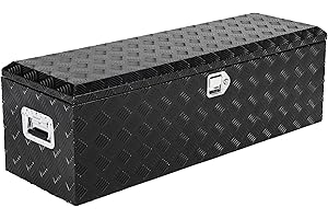 Heavy Duty Aluminum Truck Bed Tool Box, Diamond Plate Tool Box with Side Handle and Lock Keys, Storage Tool Box Chest Box Org