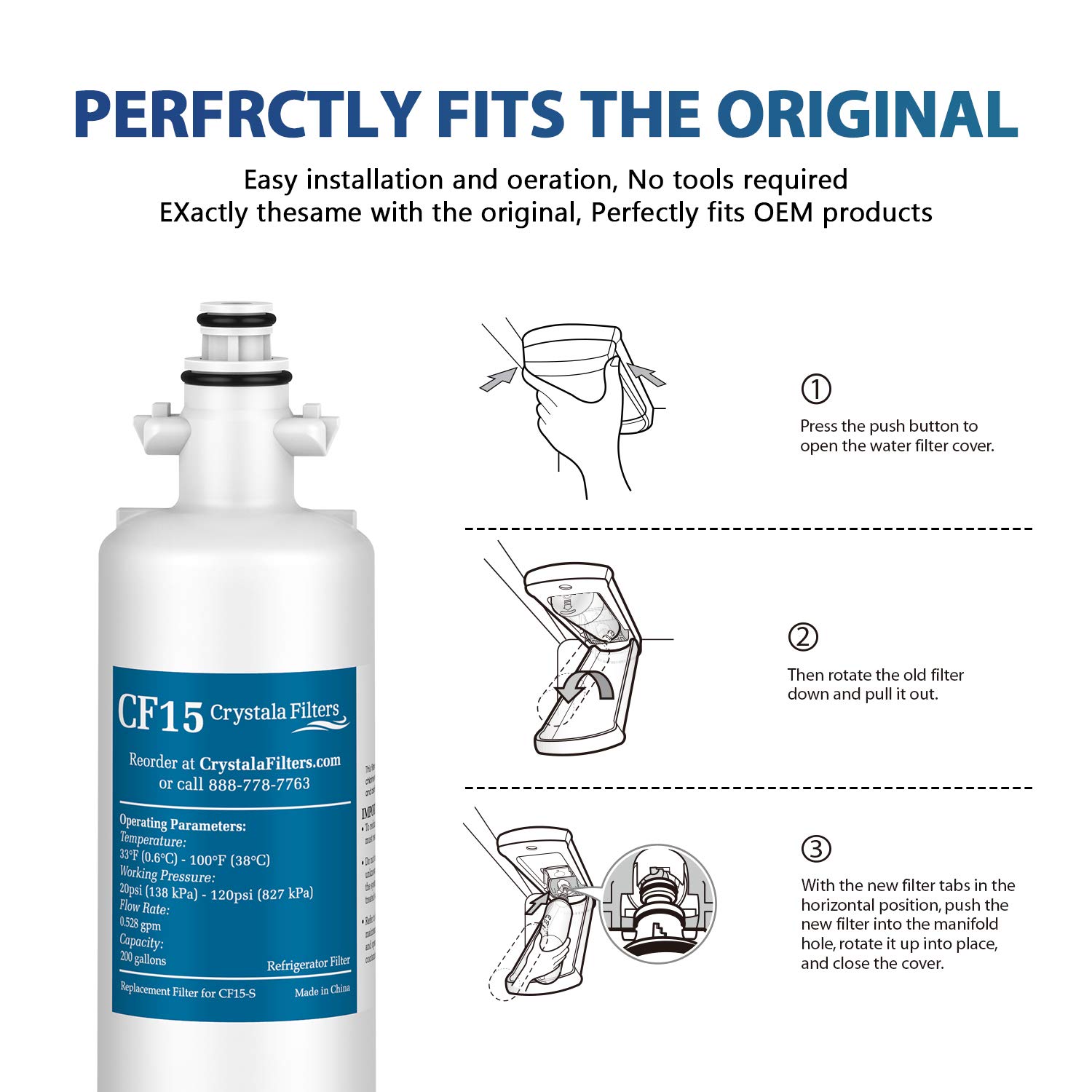 Crystala Filters LT700P LG Refrigerator Water Filter,Kenmore Elite Air