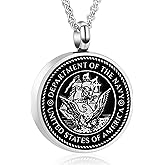 Hearbeingt Cremation Jewelry for Ashes USA Army/Air Force/Navy/Firefighter Memorial Urn Necklace for Ashes Keepsake Pendant for Women Men