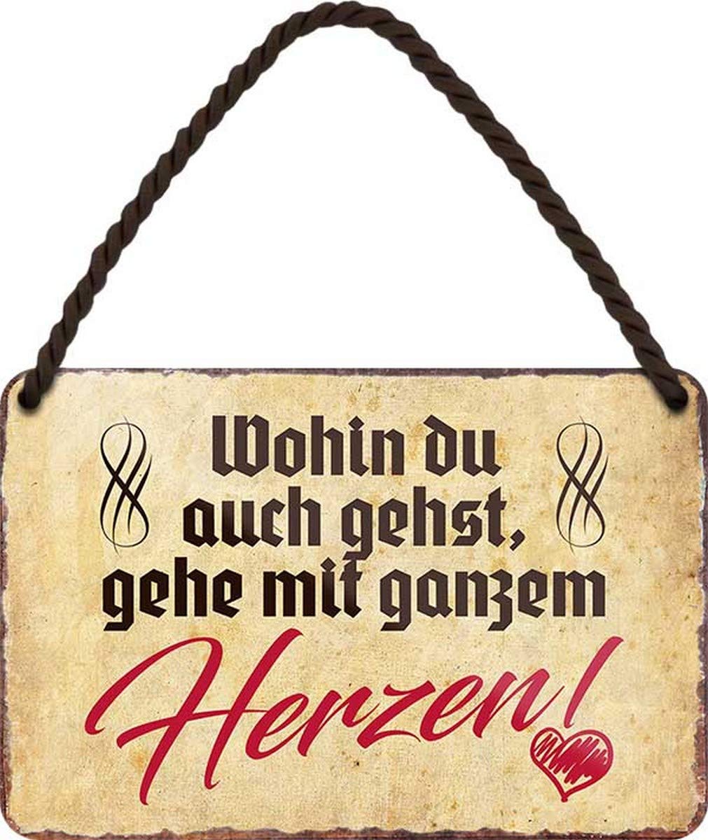 HS157 N / A Wohin du gehst, Gehe mit Herzen 18 x 12 cm