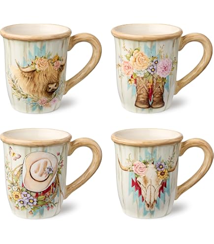 Amazon.com | Ceramic Coffee Mug with Cowboy Sunset Design, Western Horse  Riders Silhouette, Dishwasher and Microwave Safe, Unique Gift for Country  Lovers, Rustic Home Decor, Office, Kitchen Use, 11oz: Coffee Cups &