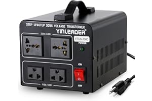 Yinleader 1500W Step Up & Step Down Voltage Transformer Converter 110V to 220V or 220V/230V/240V to 110V/120V Power Converter w/US Power Cord,Circuit Breaker Protection
