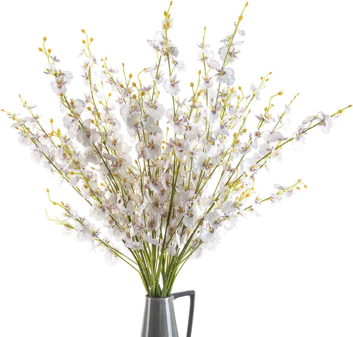 CountryGrass 12 Pieces Artificial Flower 39.4" Long of Orchids Fake Silk Plants Real Touch Silk Fake Orchids Flowers in Bulk for Wedding Home Office Party Hotel Restaurant or Yard Decoration (White)