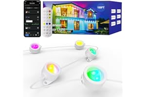 HUTAKUZE Permanent Outdoor Lights, 150FT with 90 RGB LEDs for Outdoor Decor, IP67 Waterproof, 48 Scene Modes Christmas House Lights,APP & Remote Control, Music Sync