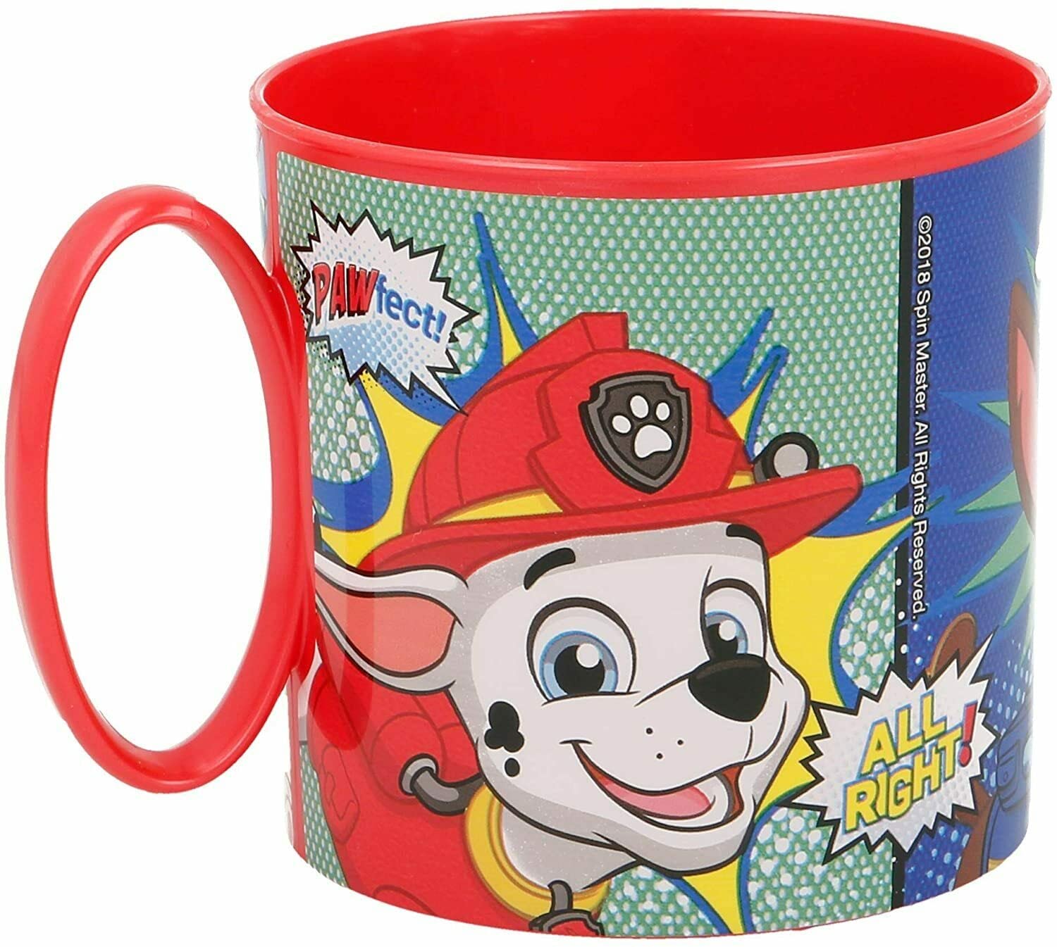 Kids Character Cute Mini Mug 265ML Drinking Re-Usable Plastic Cup Microwave Safe (Paw Patrol Comic)