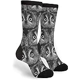 Owl Black White Casual Cool 3D Printed Crazy Funny Colorful Fancy Novelty Graphic Crew Tube Socks