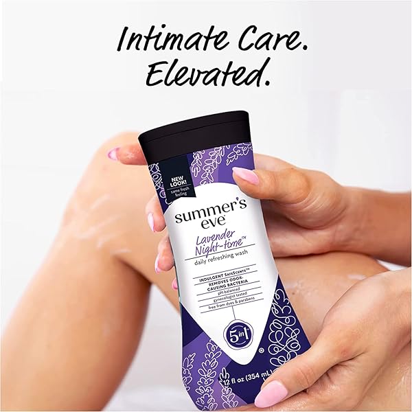 SUMMER’S EVE LAVENDER NIGHT-TIME DAILY REFRESHING WASH, 5-IN-1 PH-BALANCED FORMULA, REMOVES ODOR-CAUSING BACTERIA, FREE FROM DYES & PARABENS, GYNECOLOGIST TESTED, 12 FL OZ (PACK OF 10)