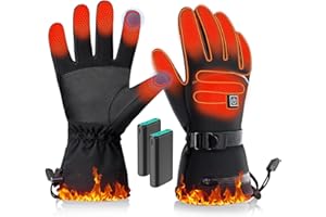 THETHEKU Heated Gloves for Men Women 6000mAh Heated Gloves Rechargeable Battery Pack Fingerless Touchscreen Waterproof & Upgrade Non-Slip Winter Hand Warmer for Motorcycling, Hunting, Skiing, Outdoor Gift