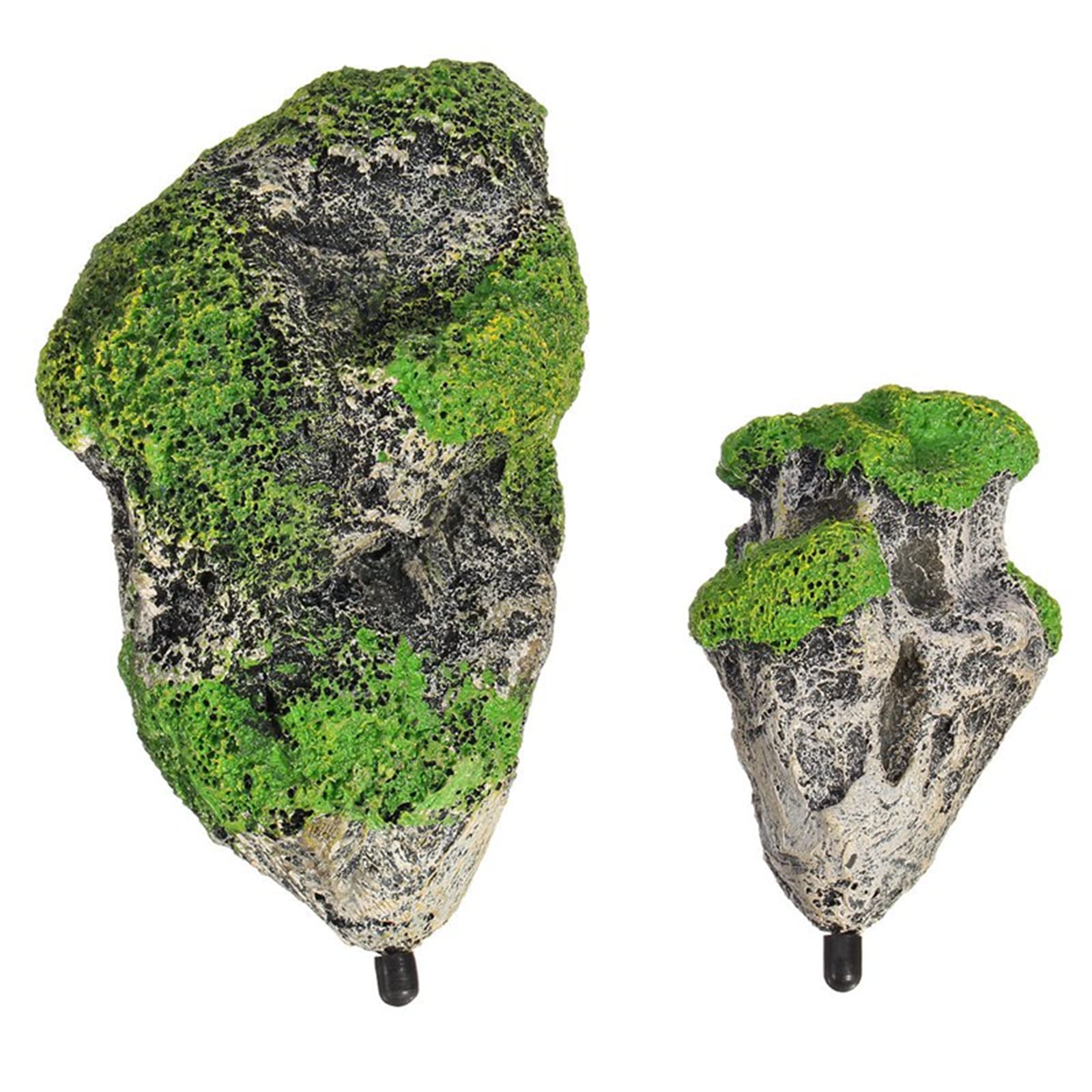 WANGCL 2Pcs Aquarium Artificial Floating Rock Floating Artificial Stone Rock for Aquarium Decoration Fish Tank Ornament with Suction Cup and Wire