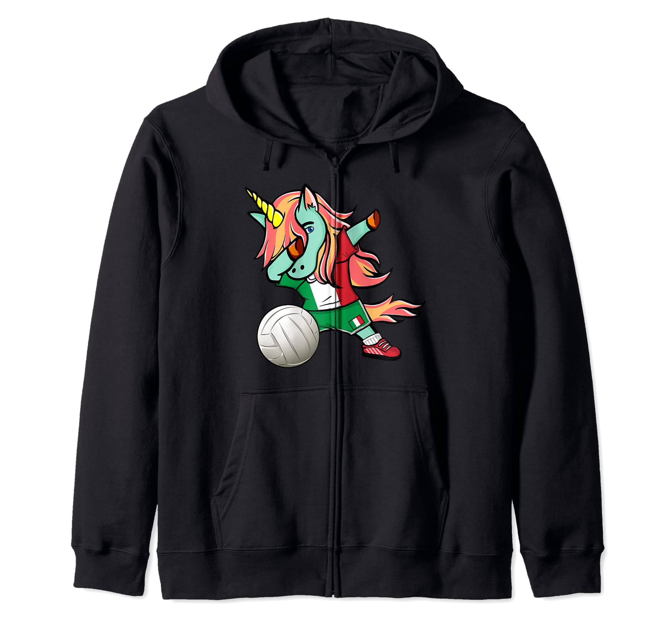 Dabbing Unicorn Italy Volleyball Lovers Jersey Italian Flag Zip Hoodie