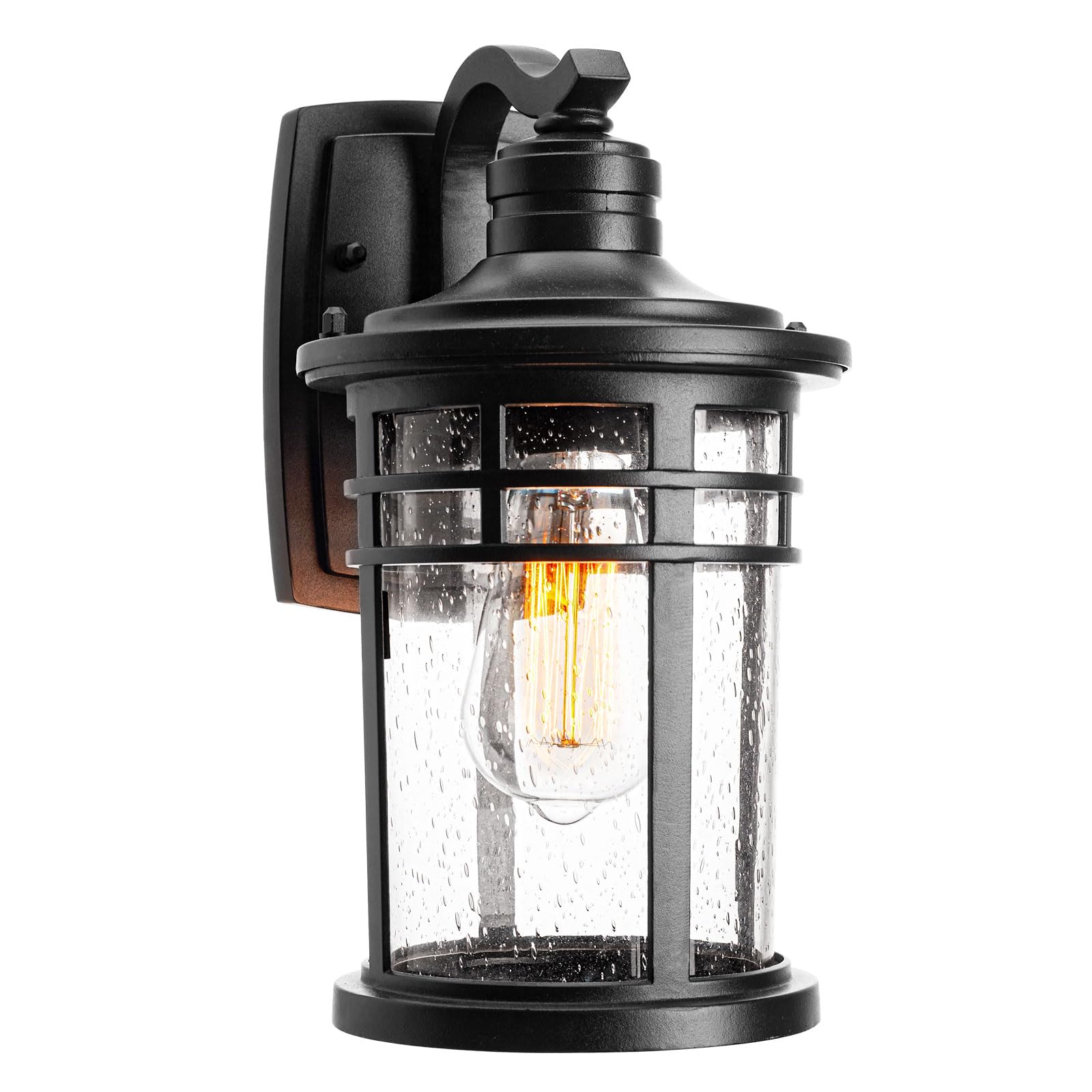 Photo 1 of Darkaway Outdoor Porch Lights Wall Mount, Outdoor Light Fixtures Sconces Wall Lighting with Seeded Glass Waterproof Exterior Lights for Patio Yard House Hallway Doorway Garage(1 Pack, Black)