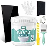 Tub and Tile Refinishing Kit - Black Water-Based Polyurethane Paint - Modern DIY Resurfacing for Sinks, Countertops & Shower Walls - Odorless, Scratch-Resistant & Washable Semi-Gloss Finish (16 oz)