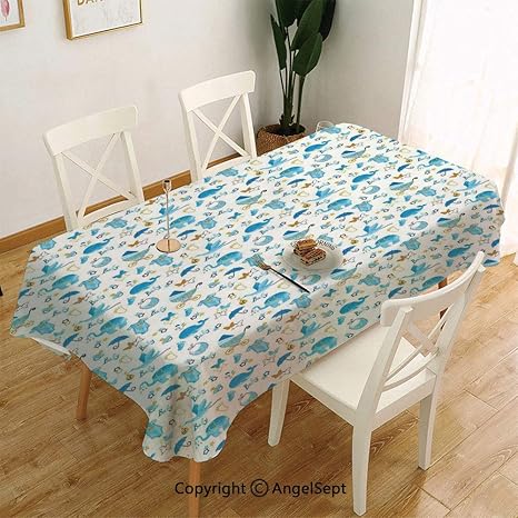 Amazon テーブルクロス テーブルカバー 食卓カバー リネン 綿麻 テーブルクロス 北欧風 長方形 装飾 天然素材赤ちゃん137 X 185それは 赤ちゃんゾウを運ぶ少年コウノトリ服蝶かわいいシンボルプリント装飾青a黒 テーブルクロス オンライン通販