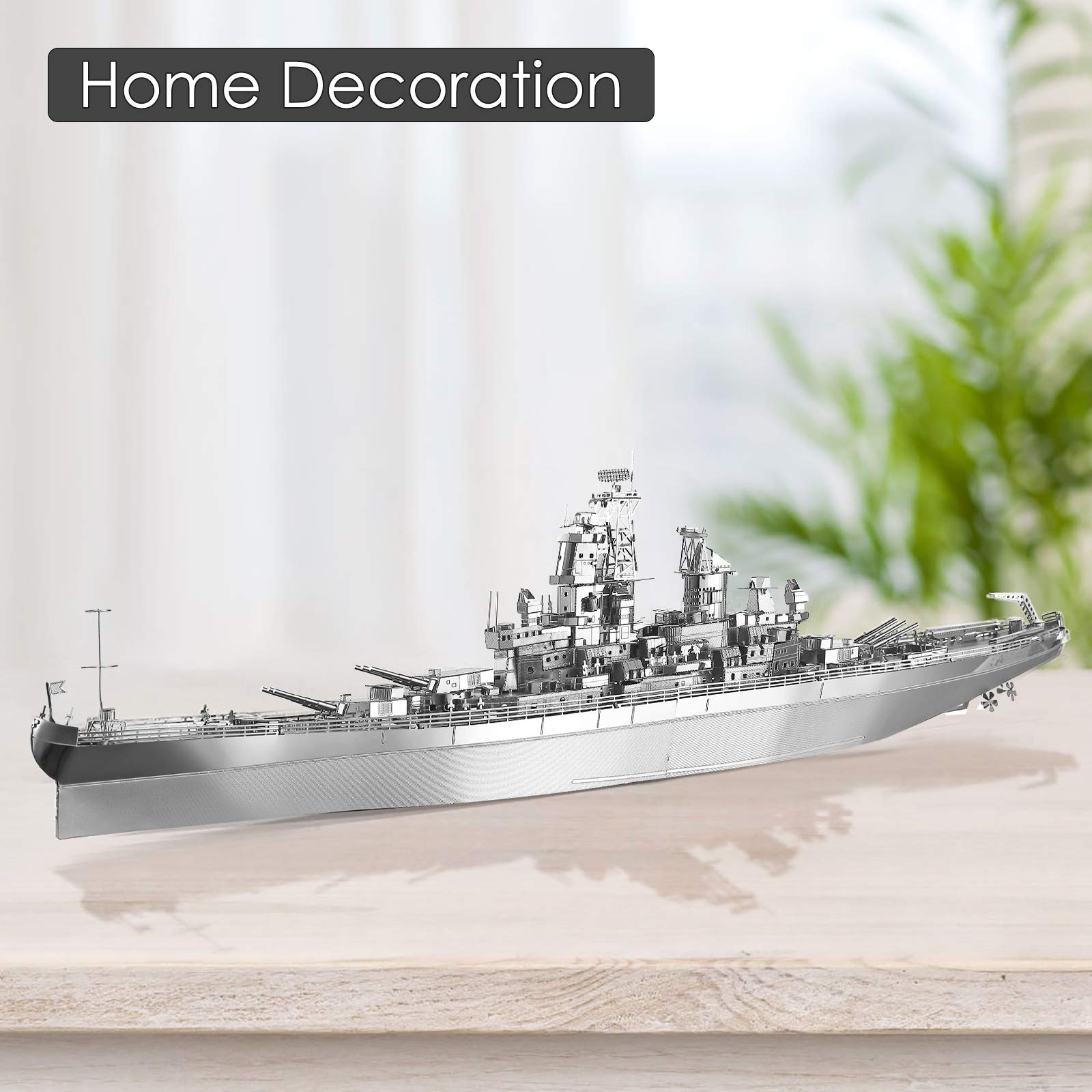 Piececool 3D Metal Puzzles for Adults, USS Missouri Battleship Metal Model Kits, DIY 3D Puzzle for Teenagers Best Dad Gifts & Home Decor