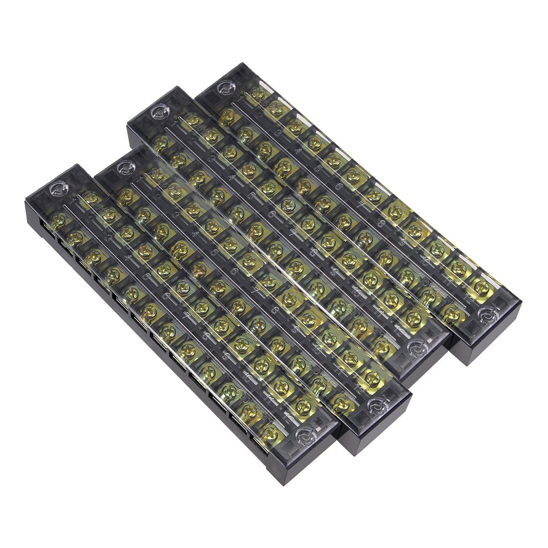 Sourcingmap 4 Pcs 12 Positions Dual Rows 600V 25A Cable Barrier Block Terminal Strip TB-2512L