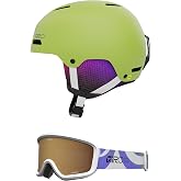 Giro Crue MIPS Ski Helmet - Snowboard Helmet Goggle Combo for Toddlers, Kids, Boys, and Girls Matte Flo Green X-Small (48.5-52cm)