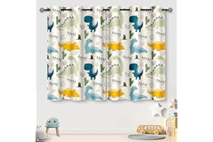 Aimego Dinosaur Blackout Curtains for Kids Girls Boys Teens Child Bedroom Playroom Living Room Dino Decor, Cute Cartoon Animals Darkening Privacy Grommet Window Drapes 2 Panels, 42" x 63"