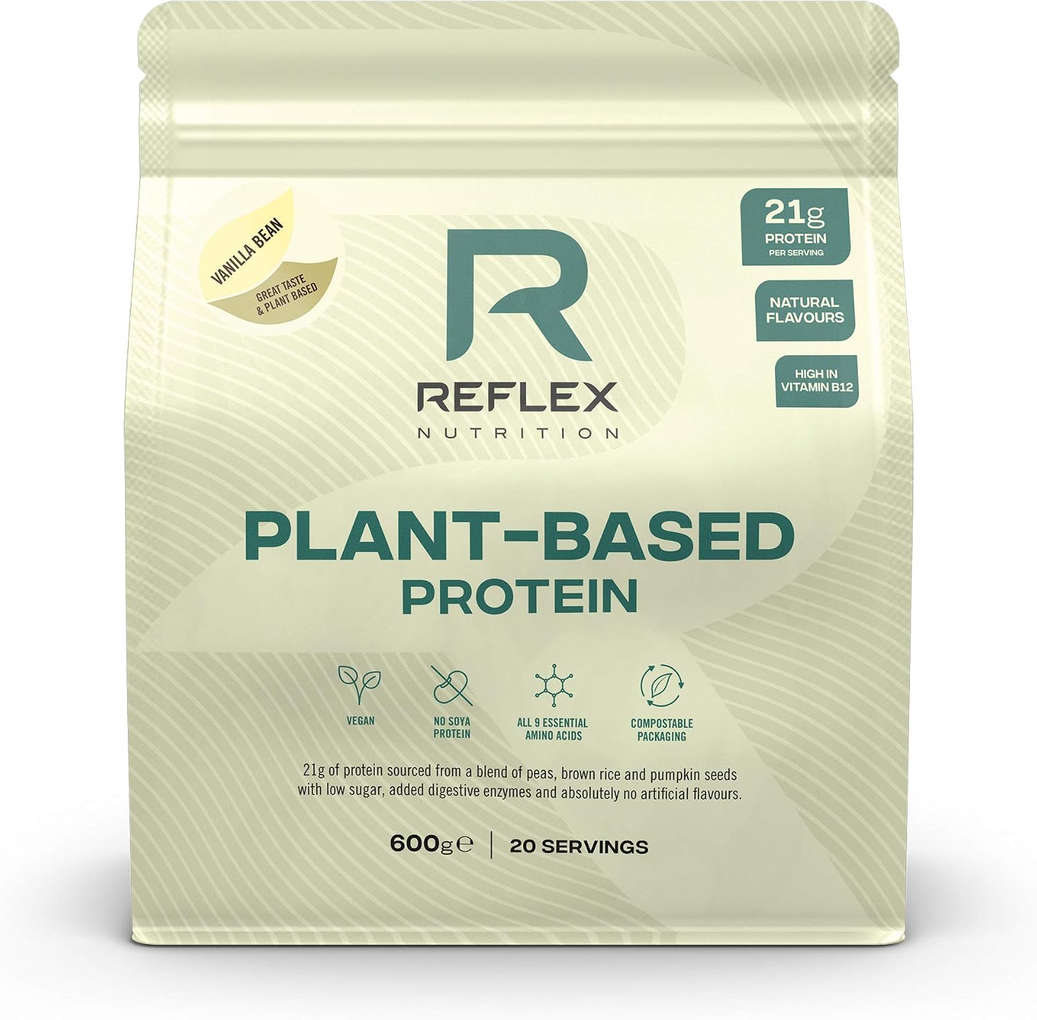 Reflex Nutrition Plant Based Protein, 21g Vegan Protein Powder (Pea Protein, Brown Rice Protein & Pumpkin Seeds)
