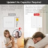 MOES ZigBee Smart Wall Light Switch 2-Gang White No Neutral Wire Required view 3