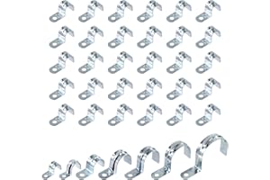 Swpeet 30Pcs 3/5"(16mm) Zinc Plated One Hole EMT Pipe Strap Kit, Pipe Straps U Bracket Tube Strap Pipe Clamp 1 Hole Snap On P