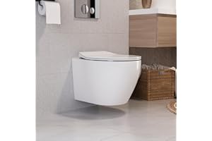 DeerValley Wall Hung Toilet Bowl, Elongated Wall Mounted Toilet with Soft Close Seat, 1.1GPF/1.6 GPF Dual Flush, Compact Toil