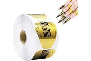 BTYMS 500 Pcs Nail Forms Gold Horseshoe Nail Extension Guide Paper Forms for Builder Gel, Polygel, Acrylic Nails