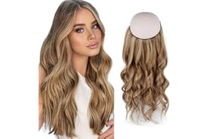Sassina Invisible Wire Hair Extensions Human Hair Chestnut Brown with Dark Dirty Blonde Highlights Wire Extensions with Invisible Miracle Wire 14 Inch 70 Gram, P6-12