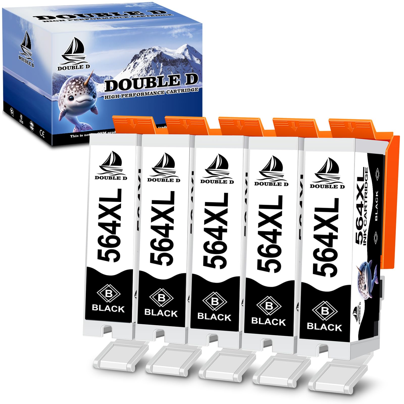 Photo 1 of DOUBLE D 564XL Compatible Ink Cartridge Replacement for HP 564XL 564 XL High Yield for HP Photosmart 7520 6520 5520 5510 Deskjet 3520 3522 Officejet 4620 Printer (5 Black)