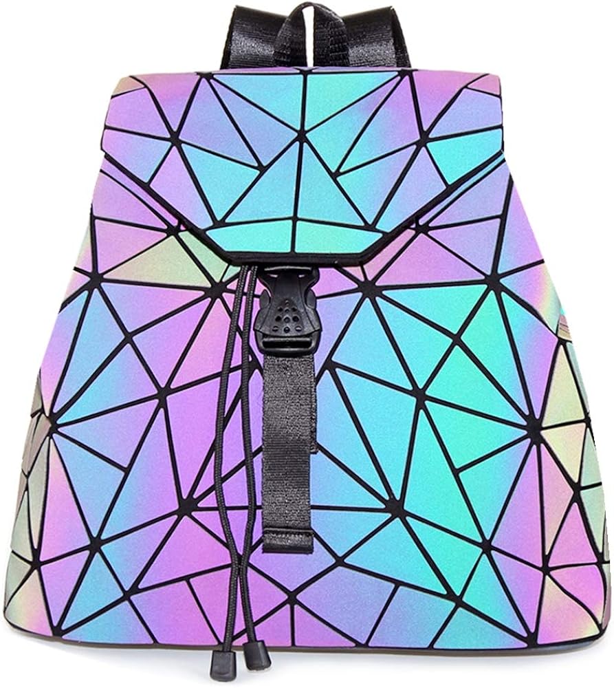 HotOne Luminous Geometric Purse and Handbag Holographic Purse Reflective Purse Fashion Backpacks