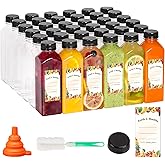 Moretoes 128pcs 16oz Plastic Juice Bottles with Caps, Bulk Clear Reusable Juicing Bottles for Smoothies and Other Beverages