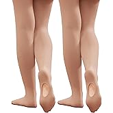 Hiltzo Girls Ballet Convertible Tights, Ultra Soft Transition Tights, 2 Pairs Dance Stockings for Ballet Gymnastics School