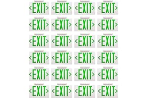 AKT LIGHTING Green LED Exit Sign Emergency Light with Battery Backup, Double Face Hardwired Green Letter Emergency Exit Lighting For, Restaurant, Commercial, Supermarket, UL-Listed, 120-277V Pack of 24