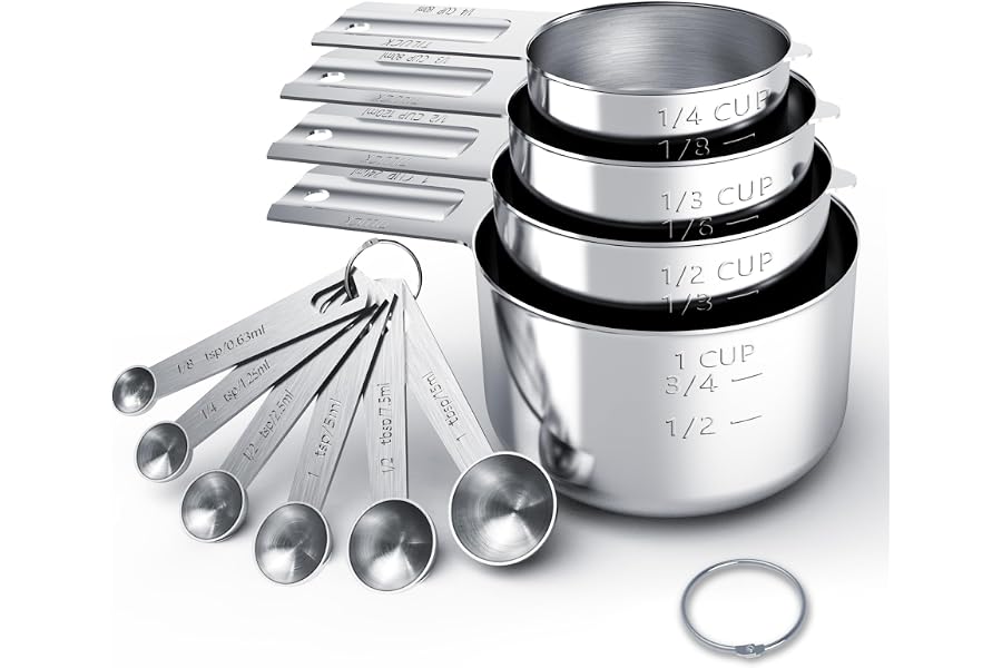 TILUCK Stainless Steel Measuring Cups & Spoons Set, Cups and Spoons | Stainless Steel Nesting Measure Cups , Kitchen Gadgets for Cooking & Baking (10)