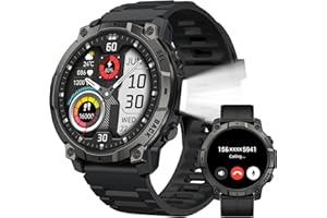 Military Smart Watch for Men with LED Flashlight, 1.38" Rugged Tactical Smartwatch with 110+ Sports Mode Fitness Tracker with