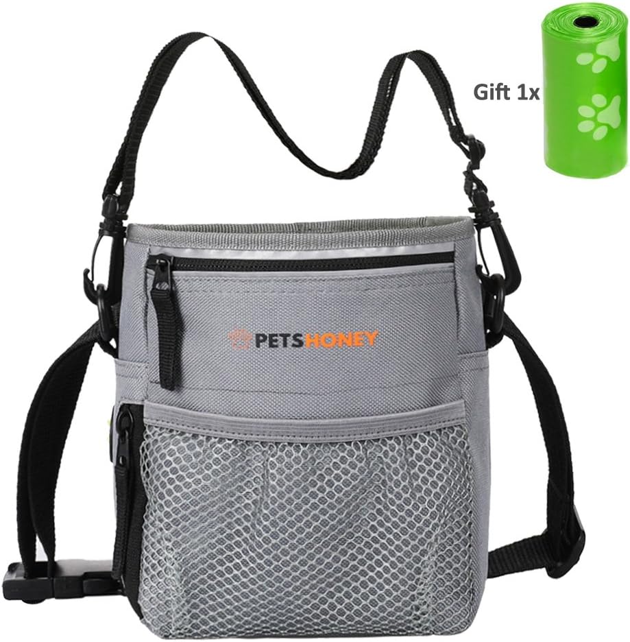 Petshoney Dog Treat Bag: Superior Quality Treat Pouch For Dogs To Carry Easily Dog Training Treats, Toys & Accessories/ Sturdy, Lightweight, Versatile, Worn In 3 Different Ways/Free Poop Bag