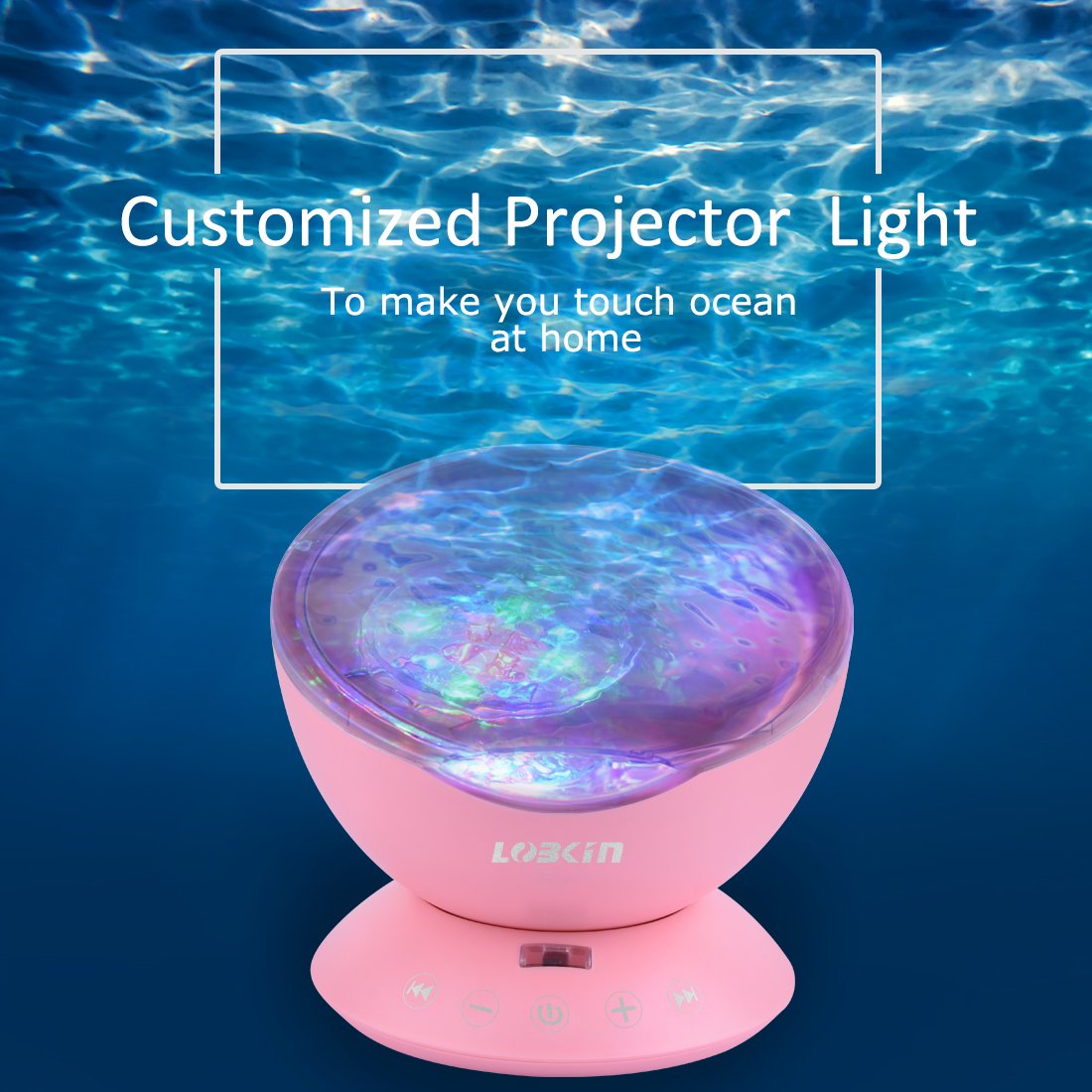 [Upgraded Model] Lobkin Remote Control Ocean Wave Projector ,Aurora Night Light Projector with Build-in Speaker, Mood Light for Baby Nursery, Adults and Kids Bedroom, Living Room (Pink)