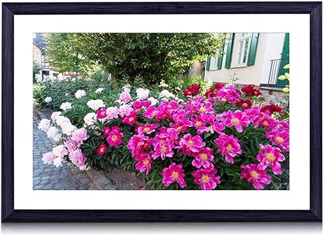 Amazon Co Jp 30cmx40cm 木製の黒色のフォトフレーム 牡丹花花壇家歩道 壁掛け 壁飾り 壁ポスター おしゃれ ウォールアート アートパネル 壁の絵 インテリア絵画 額縁 部屋飾り 装飾画 ホーム キッチン