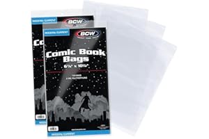 BCW Current/Modern Comic Bags - 200 ct | Acid-Free Modern Comic Bags for Current Issues | Exterior 6 7/8 x 10 1/2 inches | Cr