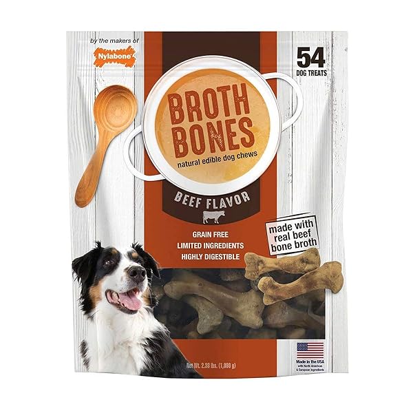NYLABONE BEEF BROTH BONES DOG TREATS (NET 54COUNT), 2.38 LB