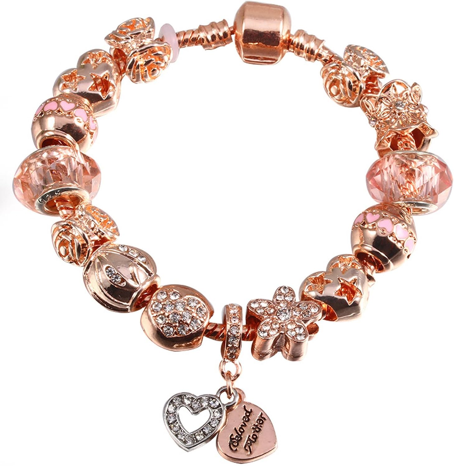 Memoriesed Rose Gold Chain Fine Bracelets for Women Crystal DIY Charm