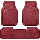 CAR PASS Heavy Duty Rubber Car Floor Mats, Waterproof Universal Trim-to-Fit Car Mats All Weather Floor Mats for SUV Truck Sedan, Premium Auto Floor Mats Full Set 3 Piece Anti-Slip, All Burgundy Red