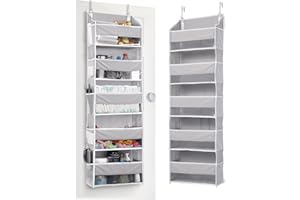 ULG 1-Pack Over Door Organizer with 5 Large Pockets 10 Mesh Side Pockets, 44 lbs Weight Capacity Hanging Storage Organizer wi