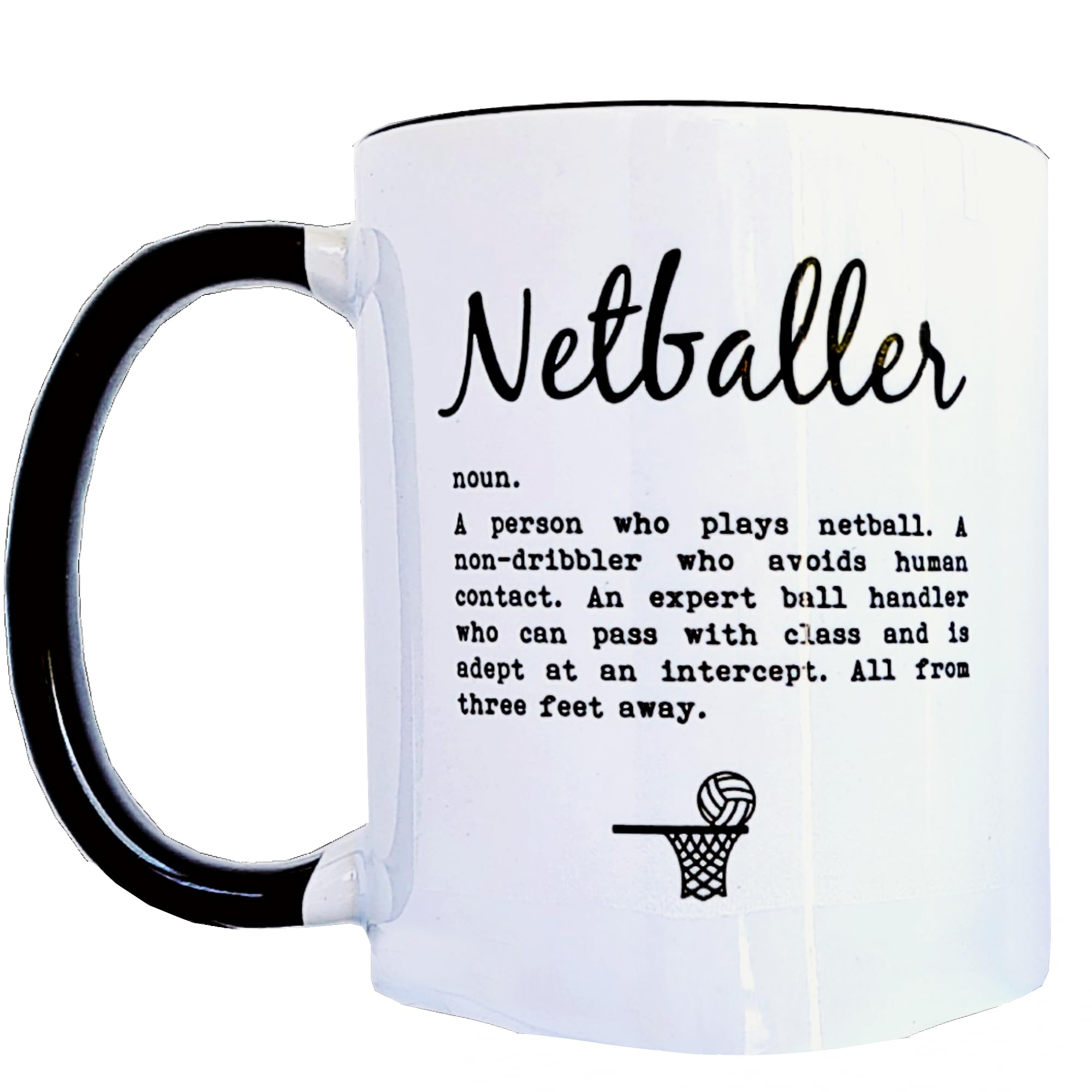 Worry Less Design Netball Gifts - Netballer Definition - Netball Mug - Gift for Netball Player or Netball Coach - Netball Gift Ideas - 330ml Ceramic Mug